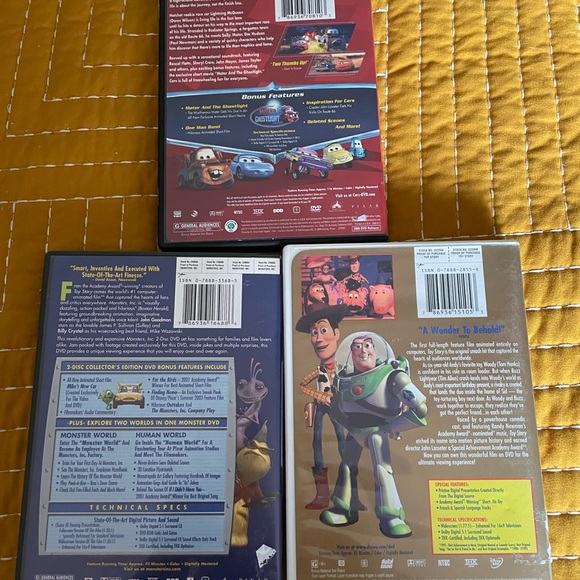 Disney Pixar Bundle- 3 DVD Toy Story, Cars, Monsters Inc - Picture 2 of 11